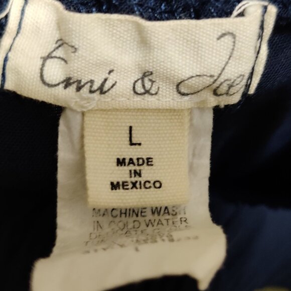 Emi & Joe L Navy Blue Midi Skirt Pockets Button Detail Flowy Boho Chic Preppy - Picture 5 of 9